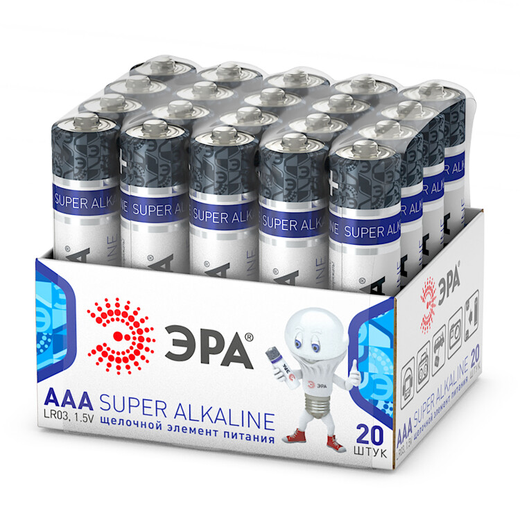 Эл-т питания ЭРА LR03-20 bulk SUPER Alkaline (20/480/20160) (1 уп = 20 шт)