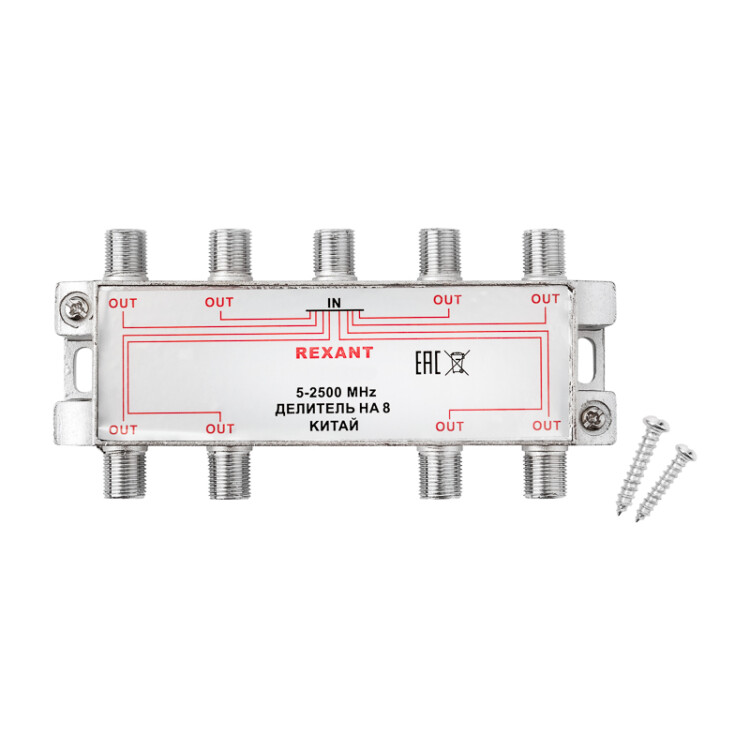 Сплиттер 1х8 с проходом питания 5-2500MHz