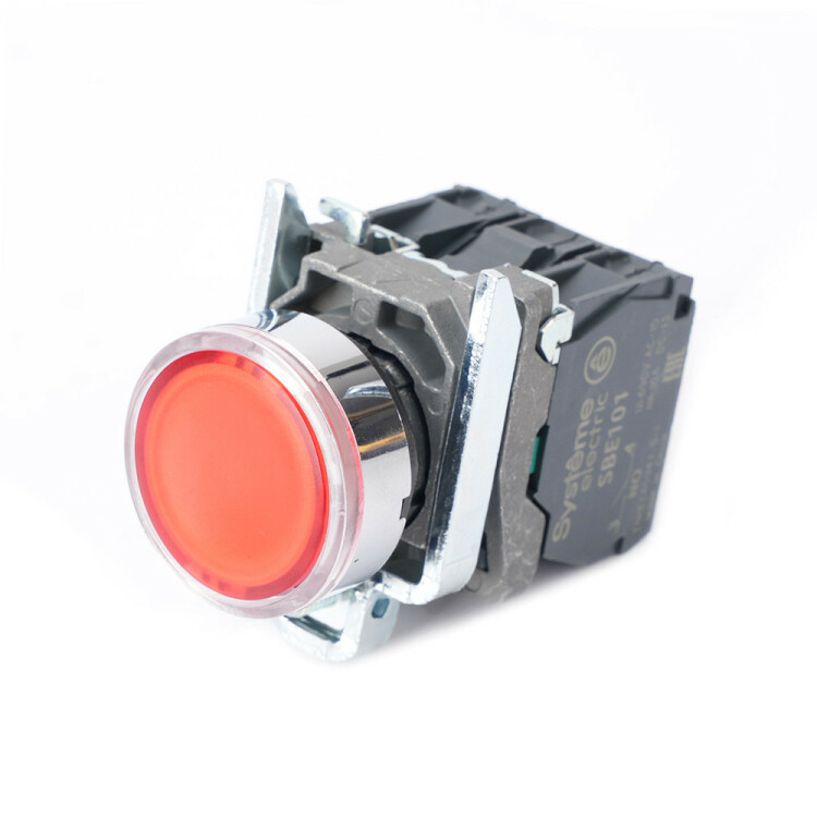 Кнопка SB4 красная с подсветкой 230В (1НО+1НЗ) Systeme Electric