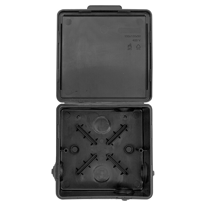 Коробка распаячная КМР-030-014 с крышкой  (100х100х50), 8 мембр. вводов чёрная IP55 EKF