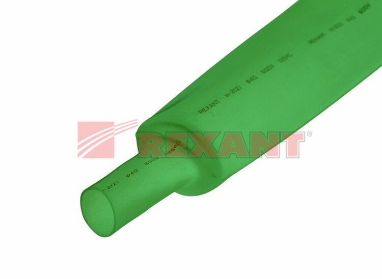 Трубка термоусаживаемая 30/15 мм зеленая  REXANT