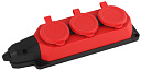 K-3e-RED-IP44 ЭРА Колодка каучуковая с/з 3гн 16A IP44 красная (9/90/540)-Колодки, блоки розеточные - купить по низкой цене в интернет-магазине, характеристики, отзывы | АВС-электро